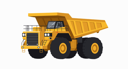 Industrial Powerhouse: Giant Yellow Construction Dump Truck Isolated Vector Illustration