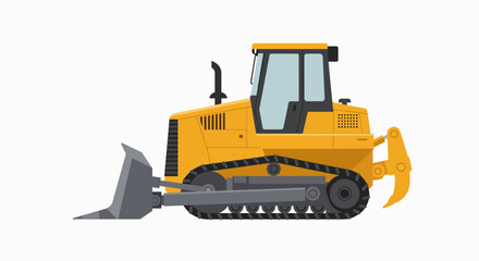 Robust Yellow Tracked Bulldozer Vector Illustration