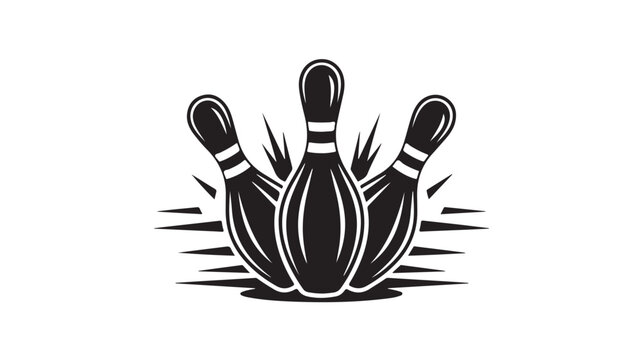 Dynamic bowling pins strike with explosive energy, capturing the thrill of the game and the excitement of victory in a bold graphic style perfect for sports branding and promotions.