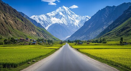 Mountain road through vibrant valley