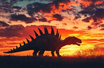 Silhouette of a dinosaur at sunset (1)