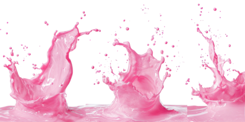 Pink liquid splashes against black background