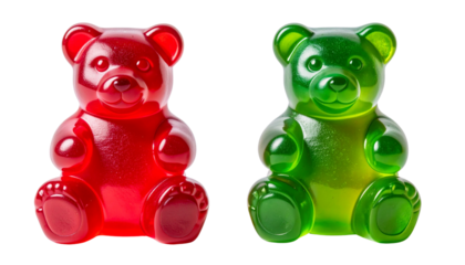 Gummy Bear Duo – Two Colorful Variations Isolated on Transparent Background
