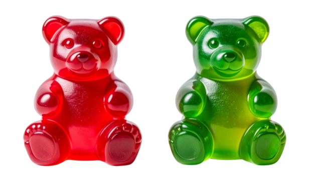 Gummy Bear Duo – Two Colorful Variations Isolated on Transparent Background