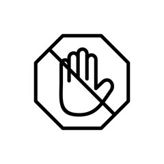 Stop icon symbol for apps and websites. stop road sign. hand stop sign and symbol. Do not enter stop red sign with hand