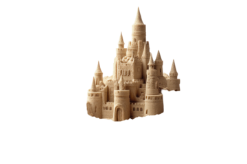 A detailed image of a meticulously crafted sandcastle