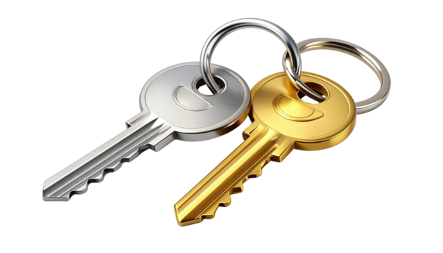 Key with Keychain Duo – Two Unique Variations Isolated on Transparent Background