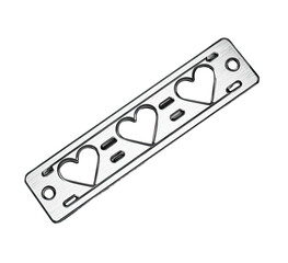 Metal strip with three hearts