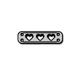 Gray metal bar with three hearts