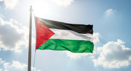 National Flag of Jordan on Flagpole with Clear Design Elements
