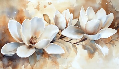 Soft, pastel magnolia blossoms in warm tones