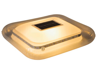 Inflatable solar-powered LED lantern for camping and emergencies on a transparent background