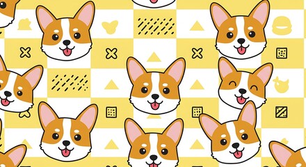Obraz premium Cute dog faces pattern design