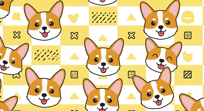 Cute dog faces pattern design