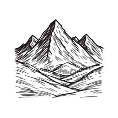 Black and White Mountain Illustration Image in Minimalist Line Art Style, Clean and Elegant Design