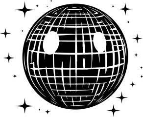 disco ball and star silhouette vector illustration