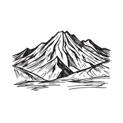 Black and White Mountain Illustration Image in Minimalist Line Art Style, Clean and Elegant Design