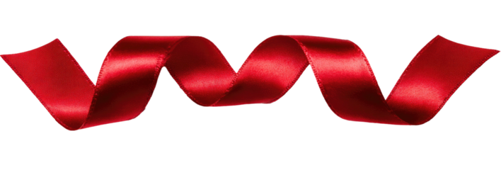 Red satin ribbon in a spiral