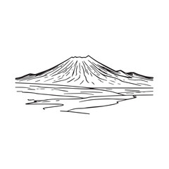 Black and White Mountain Illustration Image in Minimalist Line Art Style, Clean and Elegant Design