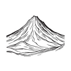 Black and White Mountain Illustration Image in Minimalist Line Art Style, Clean and Elegant Design