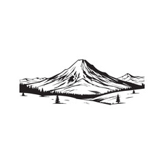 Black and White Mountain Illustration Image in Minimalist Line Art Style, Clean and Elegant Design