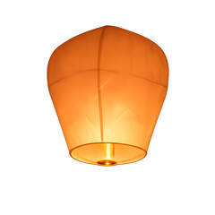 Illuminated Orange Sky Lantern Ascending into the Night Sky.