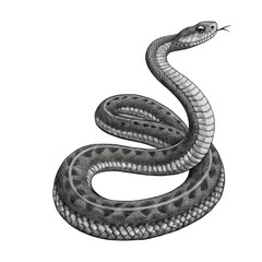 Black snake serpent animal illustration isolated on a white background