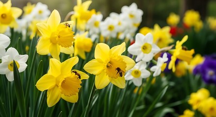Spring Daffodils in Bloom.