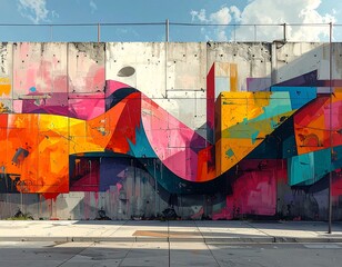 Vibrant Mural Art on Concrete Wall