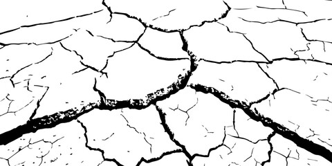 Abstract cracked earth texture with dry soil pattern. Natural background of drought land surface with irregular lines and broken shapes, perfect for design, grunge effect, or artistic use.