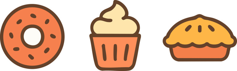 Donut Cupcake Pie Dessert Set.