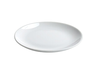 Empty white ceramic plate isolated on transparent background, clean round dish for restaurant tableware, kitchen utensil mockup for food presentation and culinary design