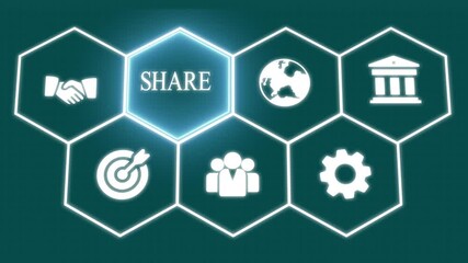 Businessman pressing a futuristic digital button with SHARE concept, social media, content distribution, digital networking, and business communication. - Powered by Adobe