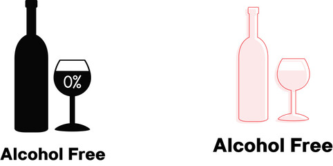 Alcohol Free Icon, Symbol, Vector, Badges Stock Illustration