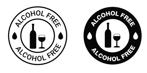 Alcohol Free Icon, Symbol, Vector, Badges Stock Illustration