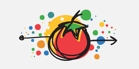 Scribble Doodle tomato drawing, freehand drawing design.