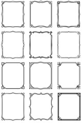 Naklejka premium A set of ornate frames with a vintage illustration pattern and a black grunge texture border design