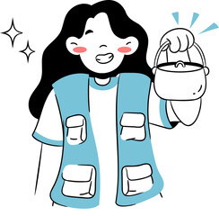 Illustration of women Holding a Cooking Pot