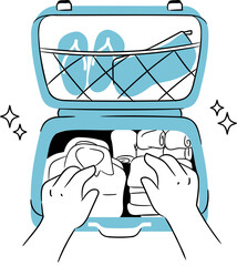 Illustration of Packing Clothes in a Suitcase