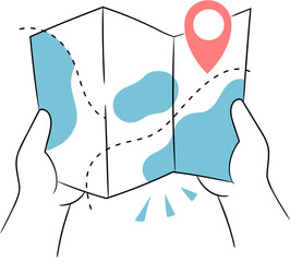 Illustration of Hands Holding a Folded Map
