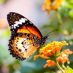 Butterfly on a flower in a garden setting