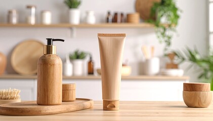 A rustic wooden table adorned with a vintage vase, a stack of colorful books, a steaming cup of coffee, and a small potted succulent.