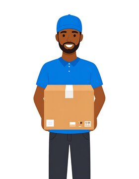 Delivery man holding box