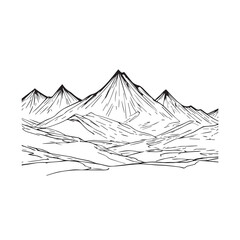 Black and White Mountain Illustration Image in Minimalist Line Art Style, Clean and Elegant Design