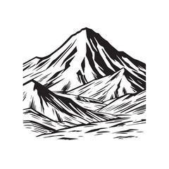 Black and White Mountain Illustration Image in Minimalist Line Art Style, Clean and Elegant Design