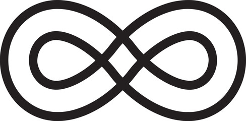 Minimal infinity loop symbol vector, abstract geometric line art design isolated on white background