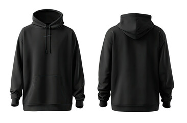 Front and back view of a dark hoodie