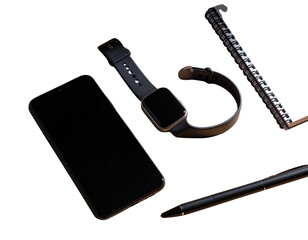  Minimalist Studio Shot of Fitness Tracker with Tech Essentials