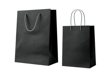 Two black shopping bags on a black background