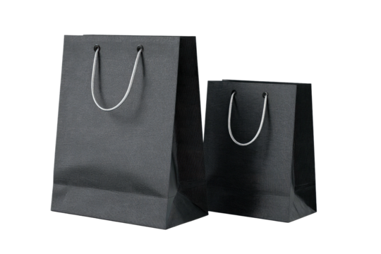 Two dark gray paper shopping bags